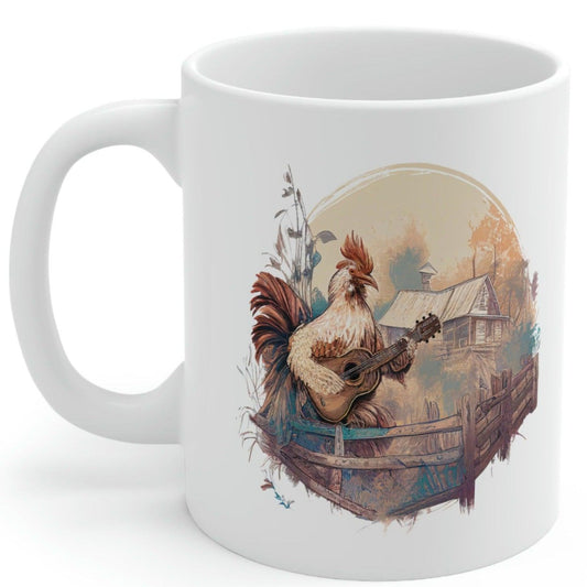 Rooster Playing Guitar Coffee Mug