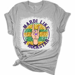 Rockstar Mardi Gras Shirt, Bella Graphic Tees For Women