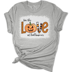 For The Love Of Halloween Women's Halloween Graphic Bleach Print Shirt