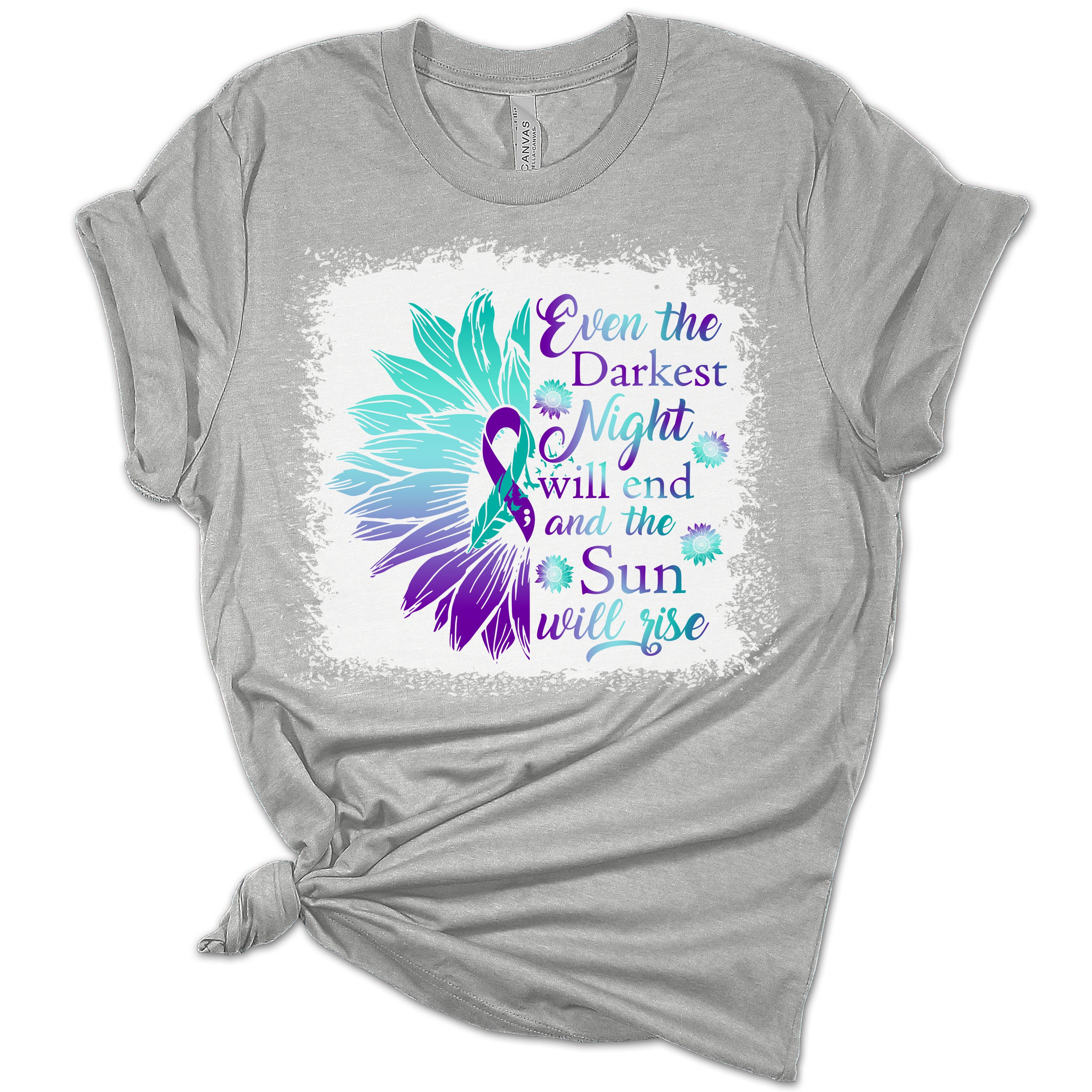 Even The Darkest Night Suicide Prevention Shirt Mental Health Awareness Tshirt Graphic Tees For Women
