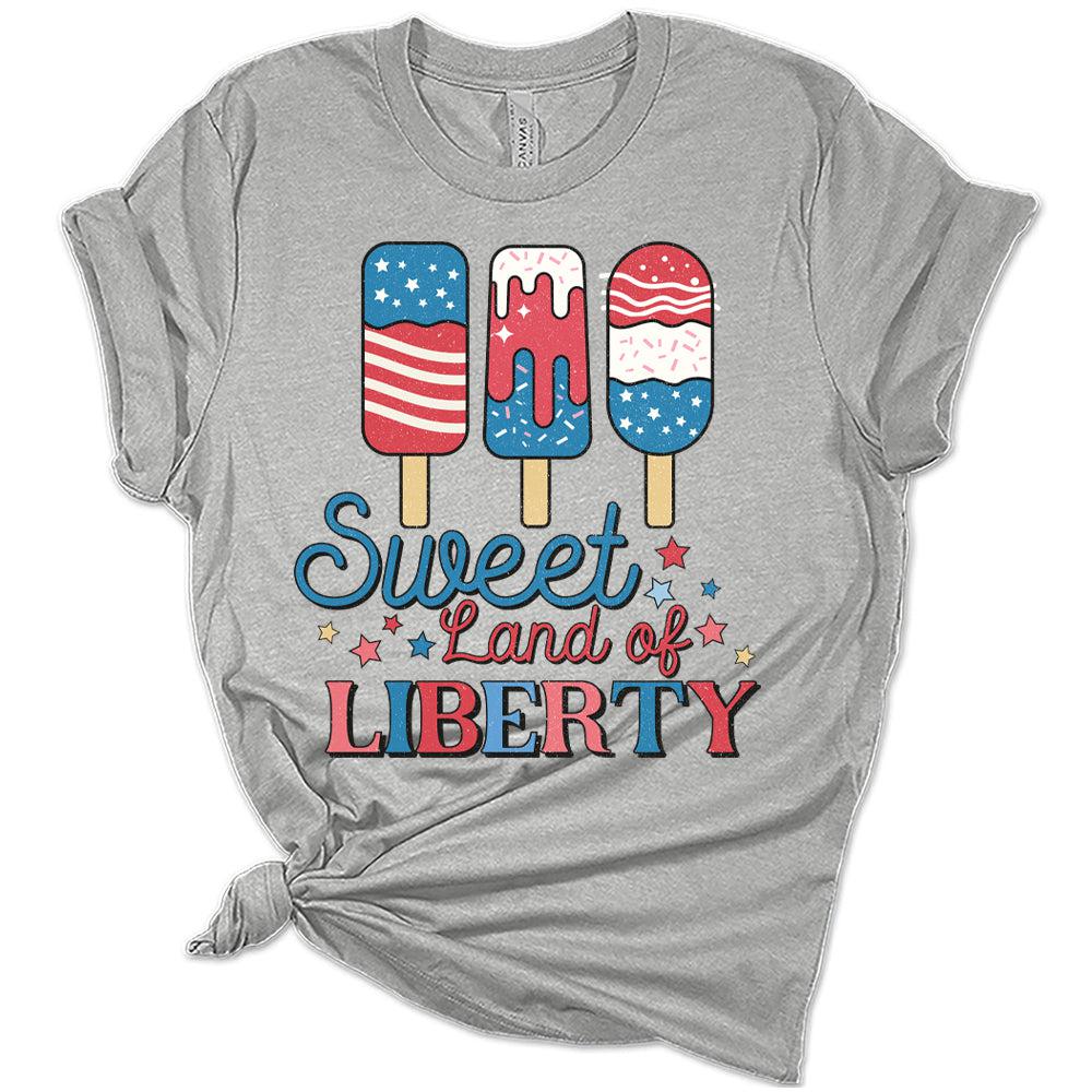 Sweet Land Of Liberty Ice Cream Women's 4th Of July Retro Graphic Tee