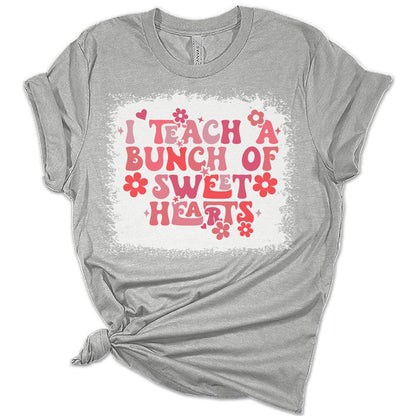 I Teach A Bunch of Sweet Hearts Teacher Valentines Day Shirt Bella Graphic Tees for Women