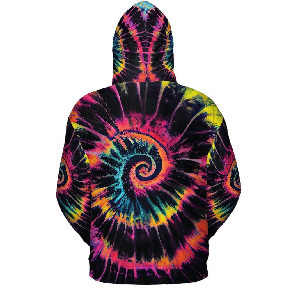 Tie Dye Hoodie Fluorescent Pink Swirl Graphic Print Unisex Pullover Sweater