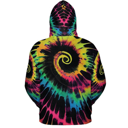 Tie Dye Hoodie Fluorescent Paint Swirl Graphic Print Unisex Pullover Sweater
