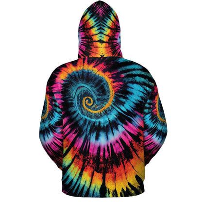 Fluorescent Tie Dye Paint Gold Swirl Graphic Print Unisex Hoodie