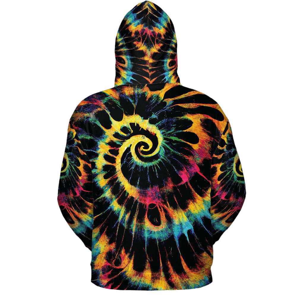 Yellow Tie Dye Paint Swirl Graphic Print Unisex Hoodie