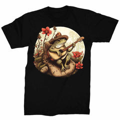 Mens Cottagecore Shirt Frog Playing Guitar T-Shirt Aesthetic Short Sleeve Graphic Tee