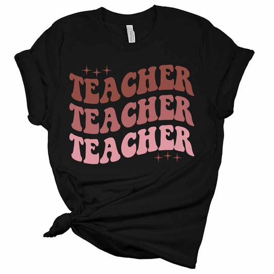 Womens Teacher Retro T-Shirt Cute Teacher Shirt Vintage Graphic Tee Short Sleeve Top