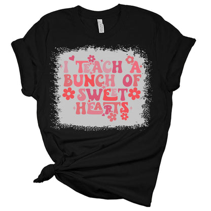 I Teach A Bunch of Sweet Hearts Teacher Valentines Day Shirt Bella Graphic Tees for Women