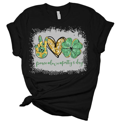 Peace Love St. Patty's Day St Patricks Day Shirt Bella Irish Graphic Print Shirts for Women