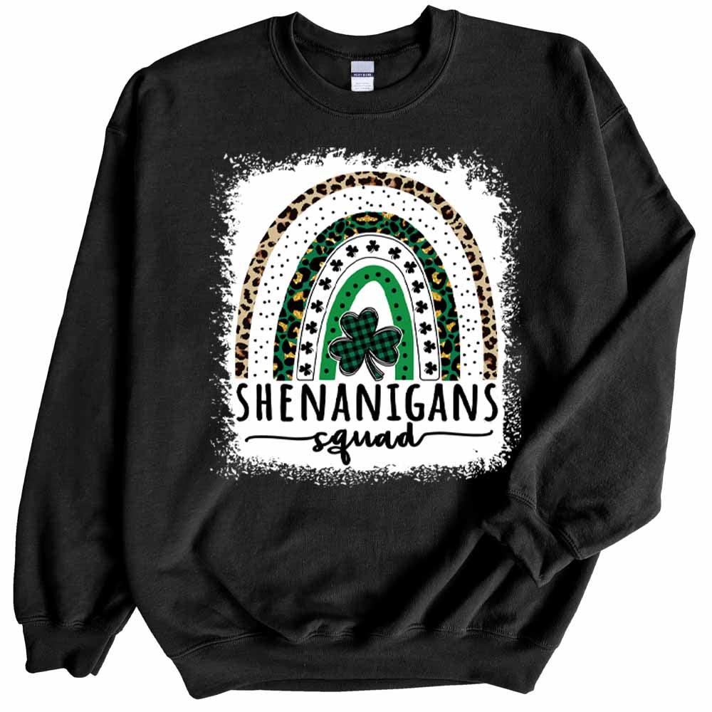 Womens Shenanigans Squad Sweatshirt St Patricks Day Crewneck Cute Long Sleeve Top Casual Graphic Pullover