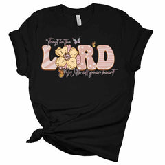 Womens Trust in The Lord with All Your Heart T-Shirt Cute Christian Shirt Casual Graphic Tee Short Sleeve Top