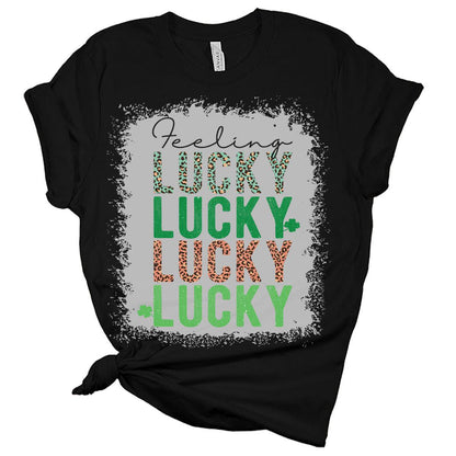 Feeling Lucky T-Shirt St Patricks Day Shirt Bella Irish Graphic Print Shirts for Women