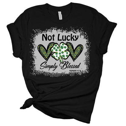 Not Lucky Simply Blessed St Patricks Day Shirt Bella Irish Graphic Print Shirts for Women