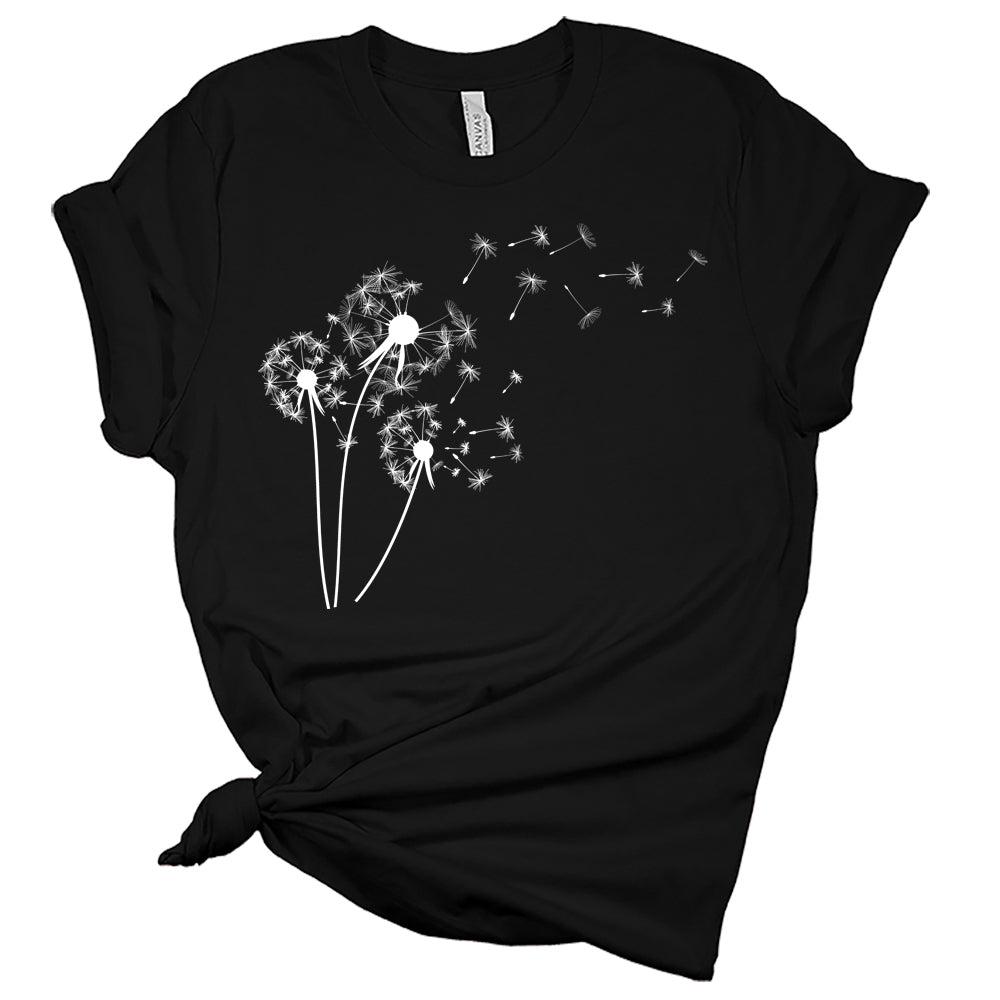 Women's Dandelion Shirts Trendy Summer Graphic Tees Short Sleeve Casual Plus Size Tops For Women