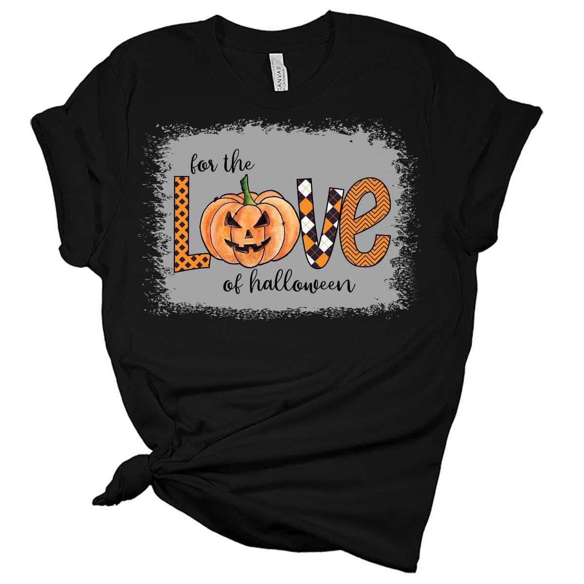 For The Love Of Halloween Women's Halloween Graphic Bleach Print Shirt