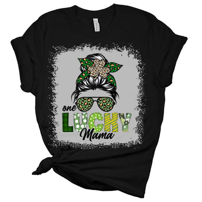 One Lucky Mama St Patricks Day Shirt Bella Irish Graphic Print Shirts for Women