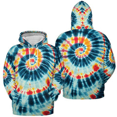 Teal Tie Dye All Over Print Hoodie