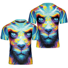 Tie Dye Shirt Trippy Lion Art Paint Graphic Print T-Shirts