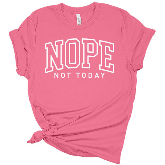 Womens Trendy Nope Not Today College Print Shirt Funny Letter Print Graphic Tees Casual Short Sleeve T Shirts Plus Size Summer Tops