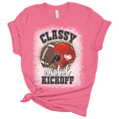 Football Shirts for Women Classy Until Kickoff Tshirt Cute Mom Leopard Bleach Print Fall Graphic Tees