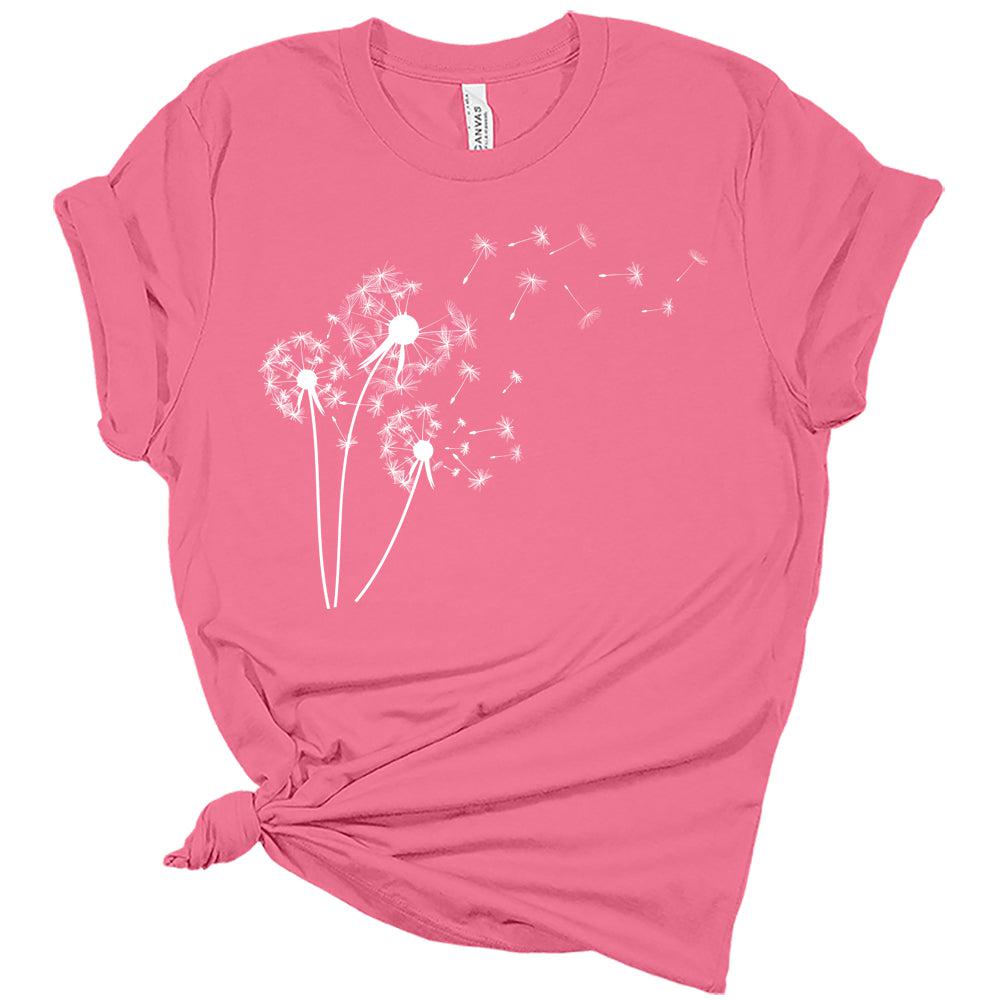 Women's Dandelion Shirts Trendy Summer Graphic Tees Short Sleeve Casual Plus Size Tops For Women