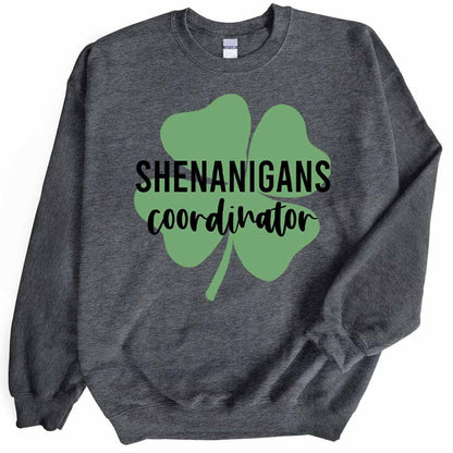 Womens Shenanigans Coordinator Sweatshirt St Patricks Day Crewneck Cute Long Sleeve Top Casual Graphic Pullover