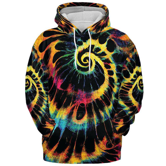 Yellow Tie Dye Paint Swirl Graphic Print Unisex Hoodie