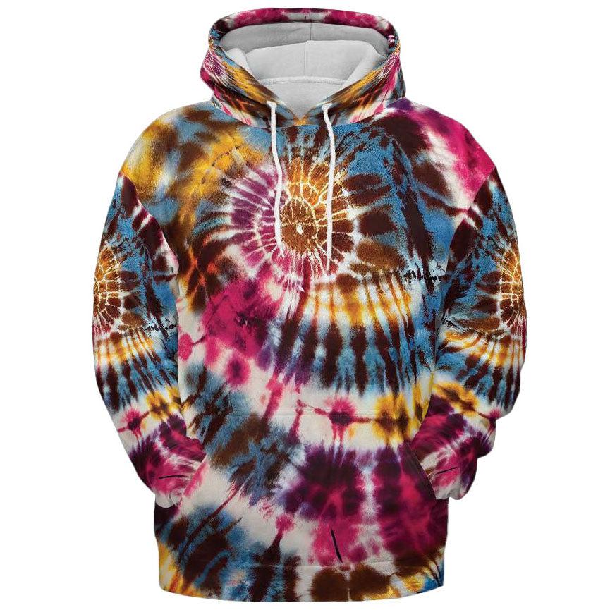 Rose Gold Tie Dye All Over Print Hoodie - S