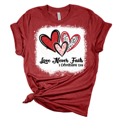 Love Never Fails Corinthians Valentine's Bella T-Shirt