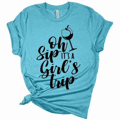 Womens Girls Trip Oh Sip, It's A Girl's Trip T Shirt Gift Graphic Tees