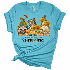 You Are My Sunshine Gnomes Sunflower Graphic Tees For Women