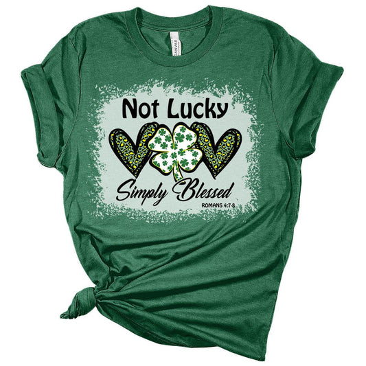 Not Lucky Simply Blessed St Patricks Day Shirt Bella Irish Graphic Print Shirts for Women