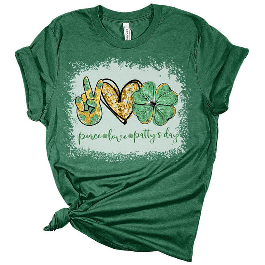 Peace Love St. Patty's Day St Patricks Day Shirt Bella Irish Graphic Print Shirts for Women