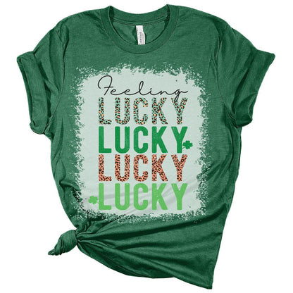 Feeling Lucky T-Shirt St Patricks Day Shirt Bella Irish Graphic Print Shirts for Women