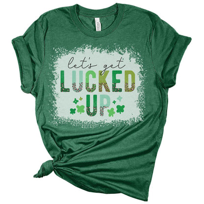 Let's Get Lucked Up St Patricks Day Shirt Bella Irish Graphic Print Shirts for Women