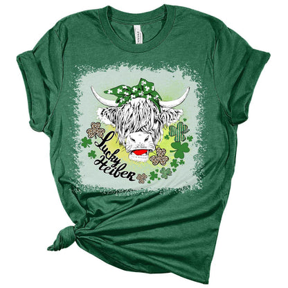 One Lucky Heifer St Patricks Day Shirt Bella Irish Graphic Print Shirts for Women