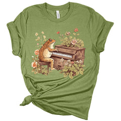 Toad Playing Piano Women's Cottagecore Graphic Tees