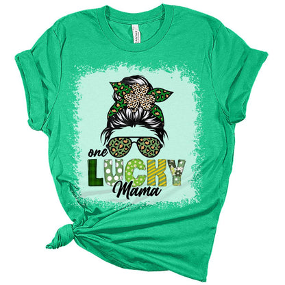 One Lucky Mama St Patricks Day Shirt Bella Irish Graphic Print Shirts for Women