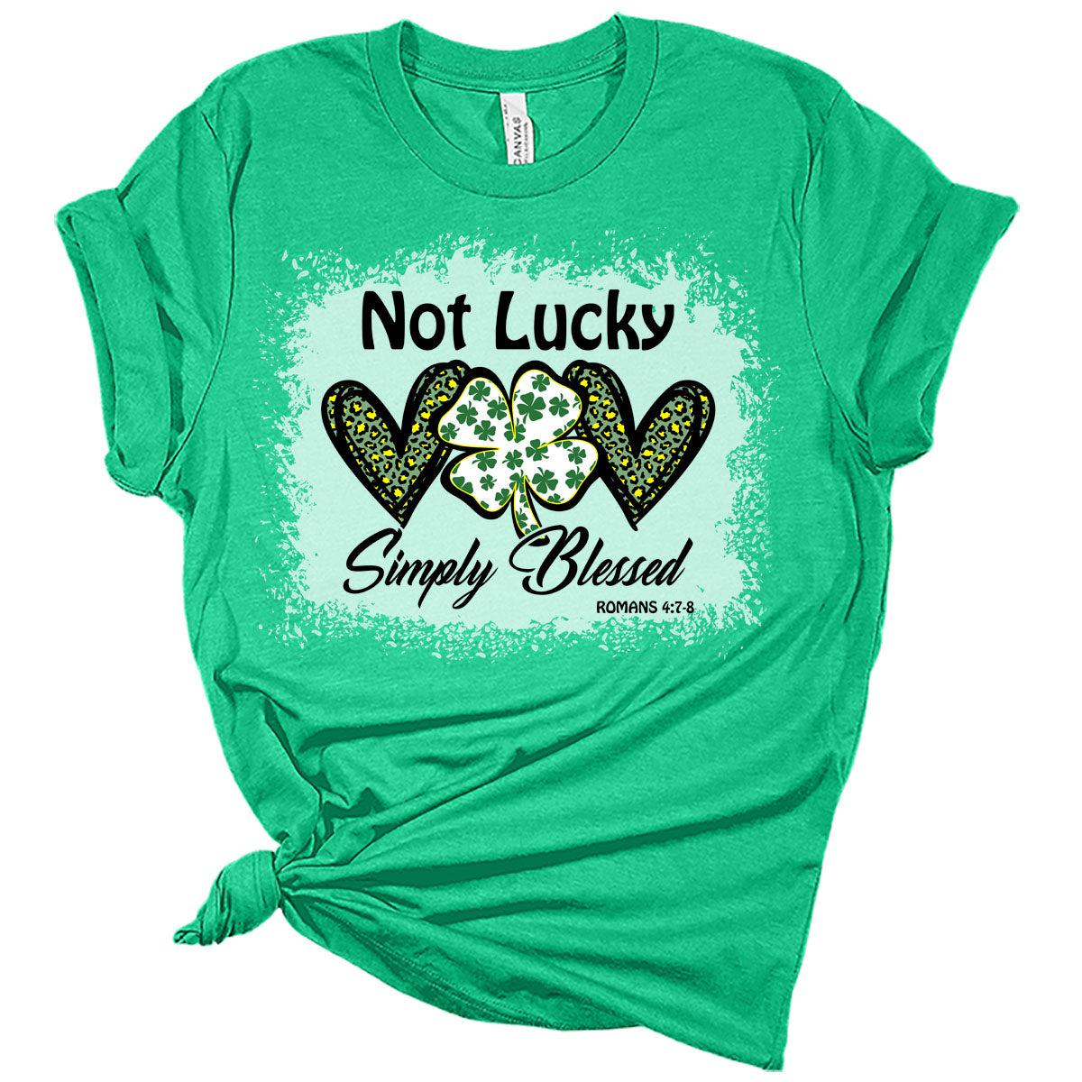 Not Lucky Simply Blessed St Patricks Day Shirt Bella Irish Graphic Print Shirts for Women