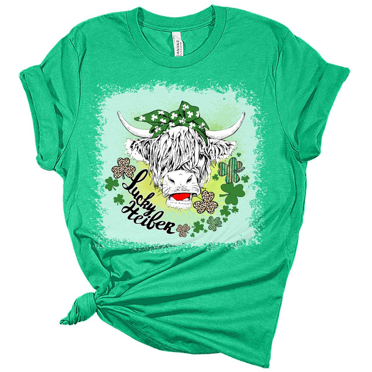 One Lucky Heifer St Patricks Day Shirt Bella Irish Graphic Print Shirts for Women