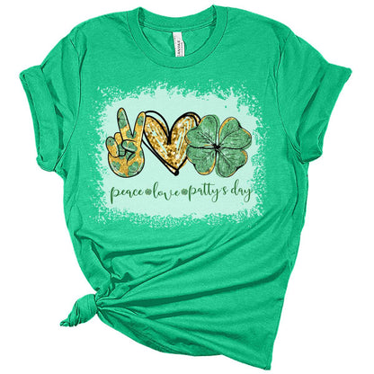 Peace Love St. Patty's Day St Patricks Day Shirt Bella Irish Graphic Print Shirts for Women