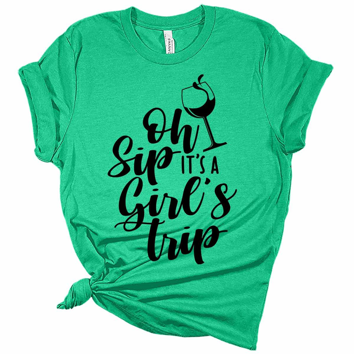 Womens Girls Trip Oh Sip, It's A Girl's Trip T Shirt Gift Graphic Tees