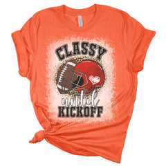 Football Shirts for Women Classy Until Kickoff Tshirt Cute Mom Leopard Bleach Print Fall Graphic Tees
