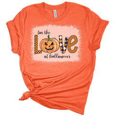 For The Love Of Halloween Women's Halloween Graphic Bleach Print Shirt