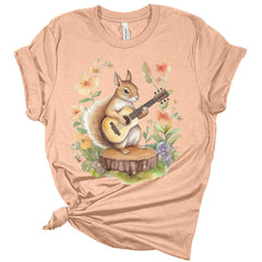 Squirrel Playing Guitar Shirt Womens Cottagecore Aesthetic T-Shirt