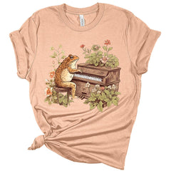 Toad Playing Piano Women's Cottagecore Graphic Tees