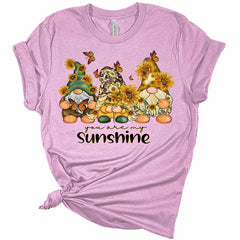 You Are My Sunshine Gnomes Sunflower Graphic Tees For Women