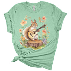 Squirrel Playing Guitar Shirt Womens Cottagecore Aesthetic T-Shirt