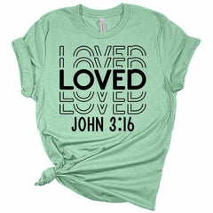 Loved John 3:16 Women's Christian Graphic Tee